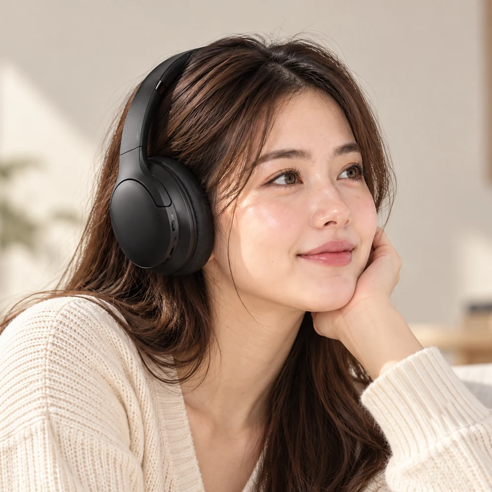 AVVIC V11 ANC headphone hitam lifestyle