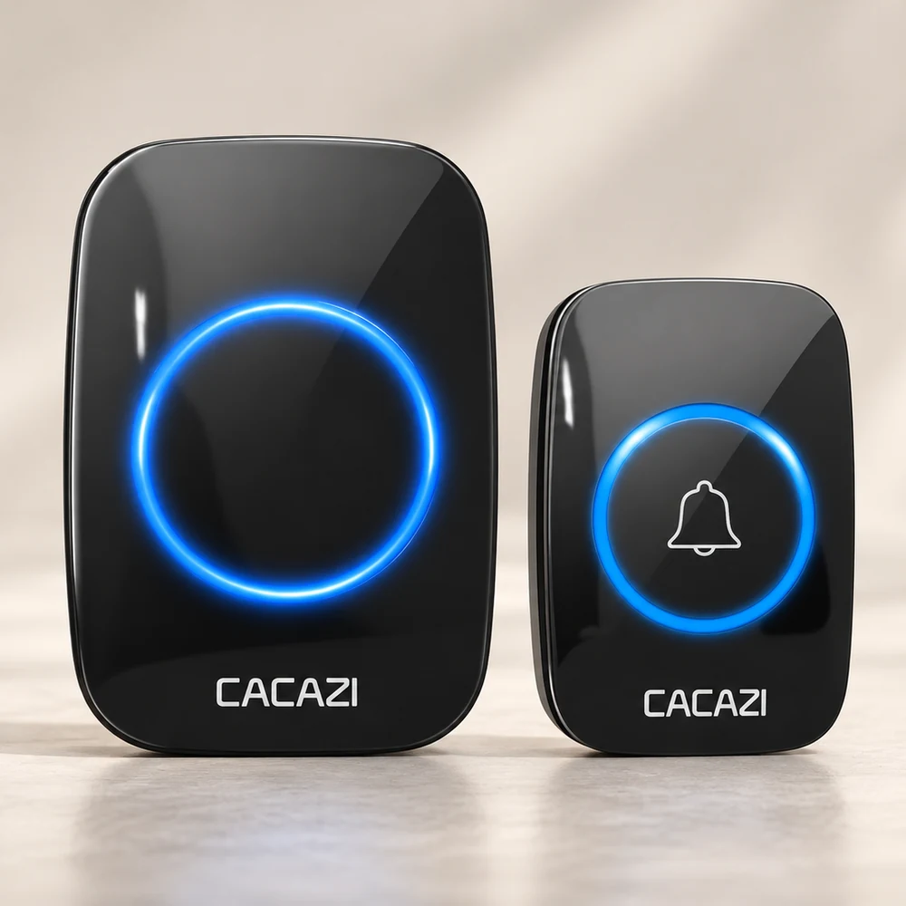 CACAZI black wireless doorbell receiver dan transmitter